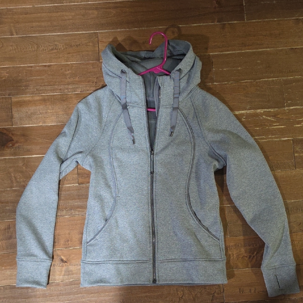 Gray Women's Lululemon Long Scuba Zip-Up Hoodie Jacket - Casual Athletic Coat